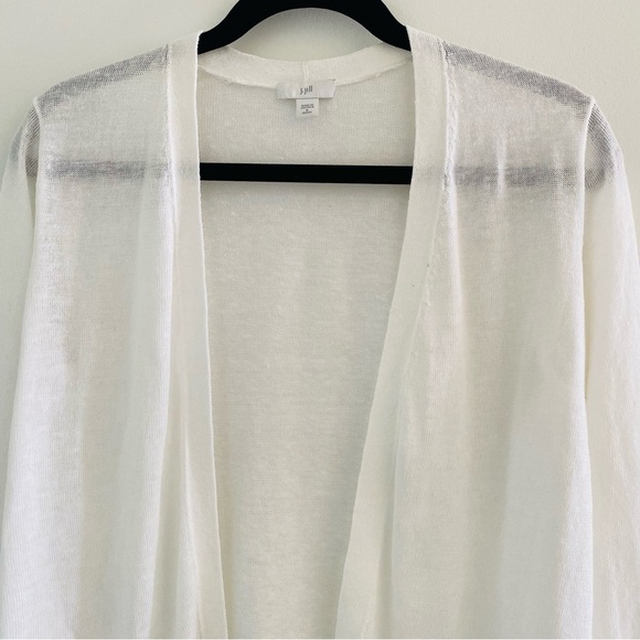 J.Jill Linen Blend Open Front Cardigan White Sz Small Petite - Picture 2 of 14